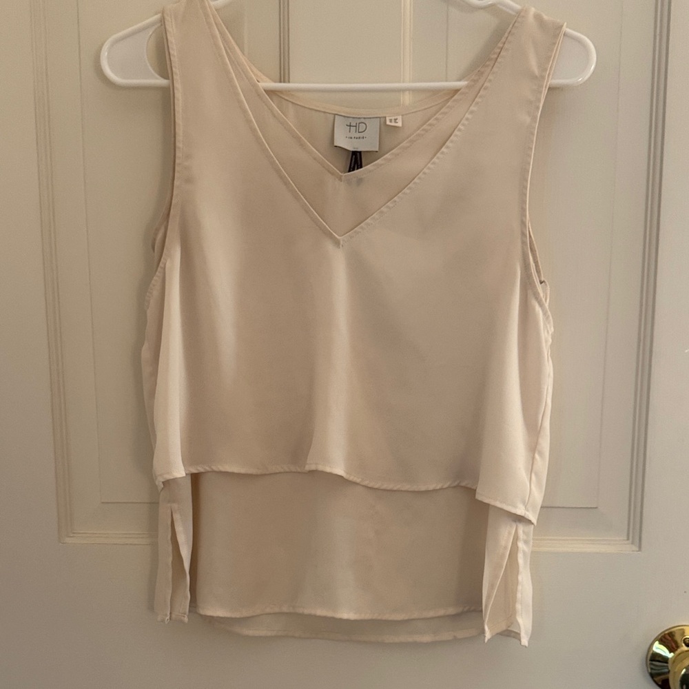 HD in Paris Cream Layered Blouse 
size:0 petite